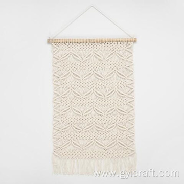 grey and white macrame wall hanging